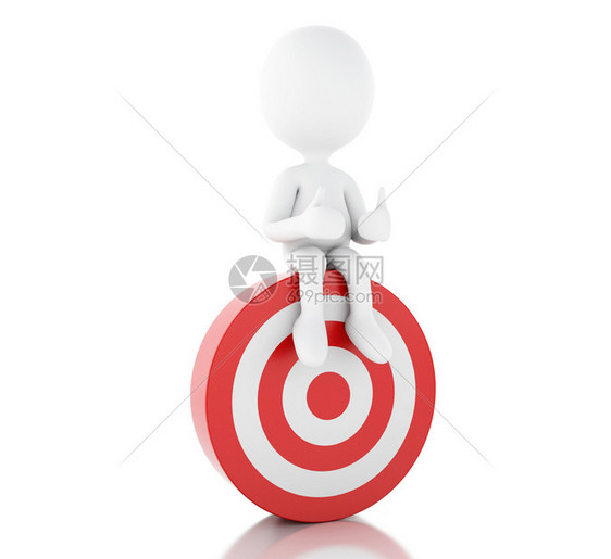 红色目标的白人成功生意孤立白人背景3d铸造者插图图片