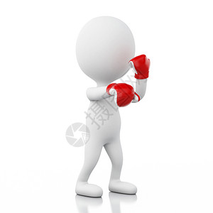 带红色拳击手套的白人体育概念孤立的白人背景3d铸造者插图图片