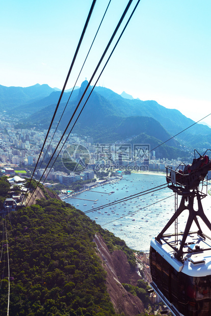 从巴西RiodeJaniro山观光电缆车上看群岛图片