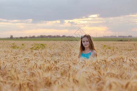 小麦田里的女童图片