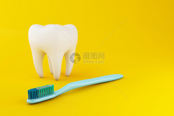 3d说明牙刷齿科卫生和健康概念图片