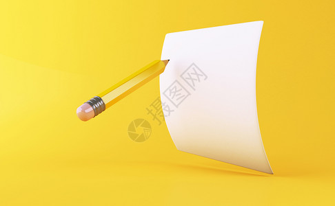 3d示例黄铅笔底纸上印有干净张的黄铅笔图片