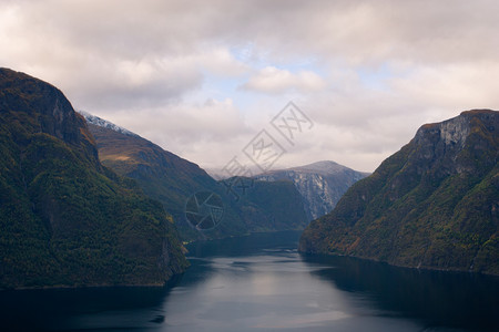 美丽的挪威湾与森林的阴道图片