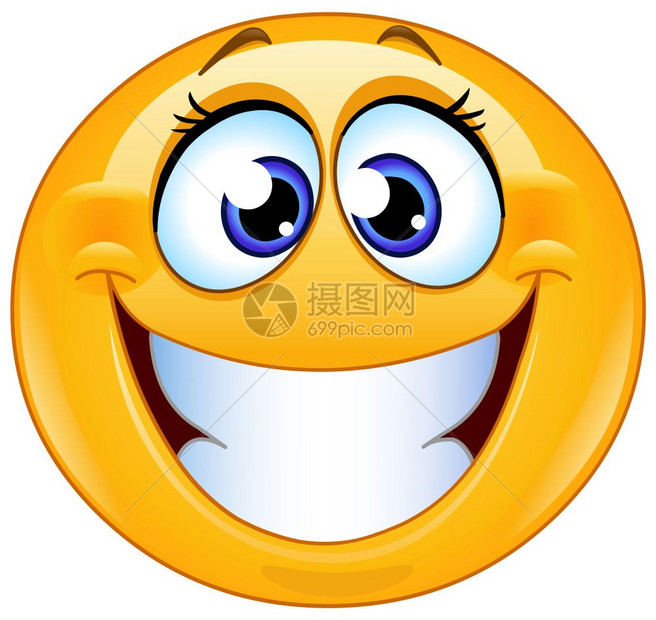 露齿而笑的女表情符号