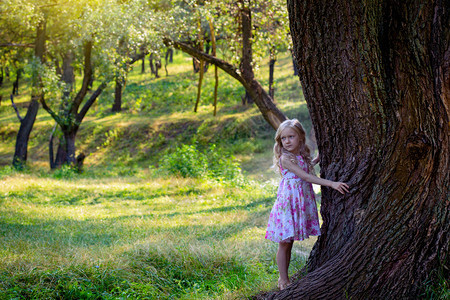 在森林里的小女孩图片