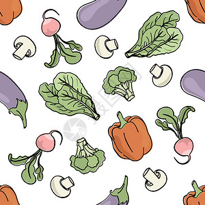 无缝蔬菜矢量插图插画