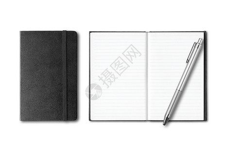 黑色关闭和打开笔记本用白背景上孤立的笔黑色关闭和打开笔记本用白背景上孤立的笔图片