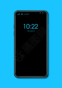 全屏数字黑智能手机模型蓝色隔离3d蓝色隔离全屏黑智能手机模型图片