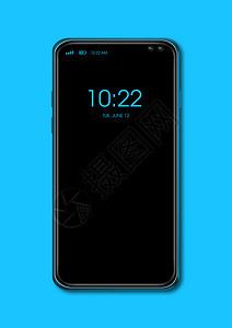 全屏数字黑智能手机模型蓝色隔离3d蓝色隔离全屏黑智能手机模型背景图片