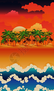 阳光明媚的岛屿插画设计图片
