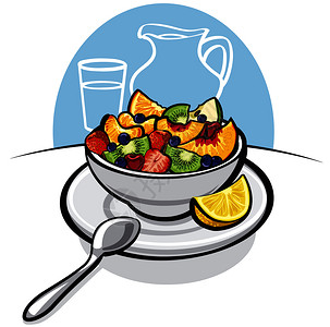 中文普通话新鲜水果沙拉插画