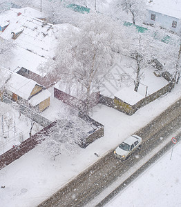 寒冬村庄被白雪覆盖图片