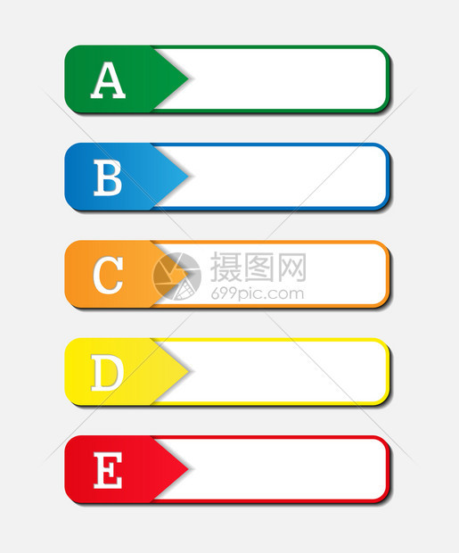 一组彩色书签带有正则字母和用于设计装饰的文本空间图片