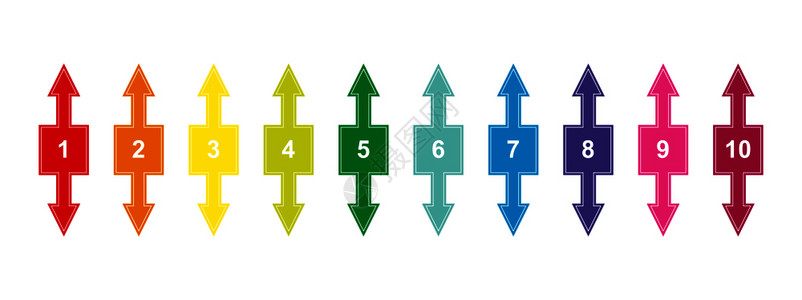 一组彩色编号的方形为1至0上下箭头用于设计和装饰工程演示文稿计划带有编号的制表符图片
