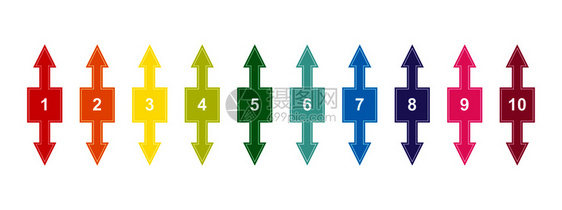 一组彩色编号的方形为1至0上下箭头用于设计和装饰工程演示文稿计划带有编号的制表符图片