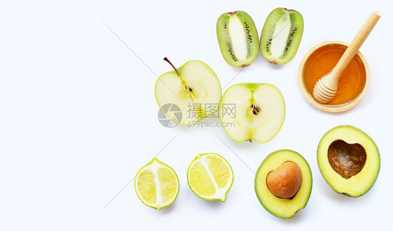 avocd绿苹果kiw石灰白底自制皮肤护理的天然成分复制空间图片