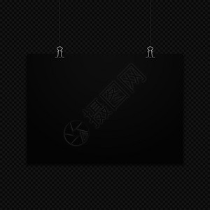 厨师模板在办公室夹子上悬停的矢量水平黑空海报模拟现实的影子空白