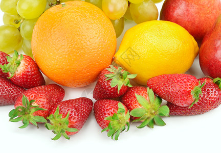 白底的水果和子健康的食物图片