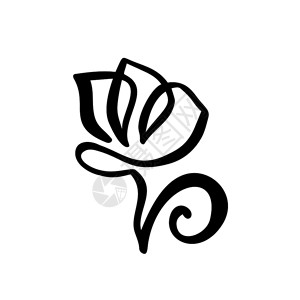 手绘书写矢量概念以最小样式扫描的彩虹春花设计元素黑色和白最小样式