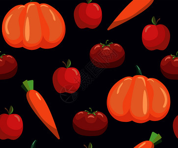 蔬菜番茄胡萝卜和南瓜黑底蔬菜图片
