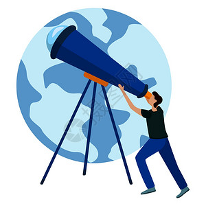 天文望远镜星星插画
