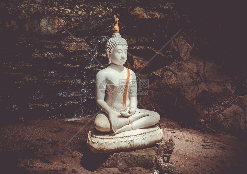 丛林中的白布达雕像瓦吉昂马伊泰王国的白布达雕像图片