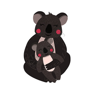 澳洲哺乳动物化石产地可爱的考拉妈与婴儿隔离在白色背景上澳洲动物