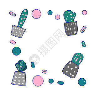 矢量仙人掌设计组室内植树布结构涂鸦风格图片