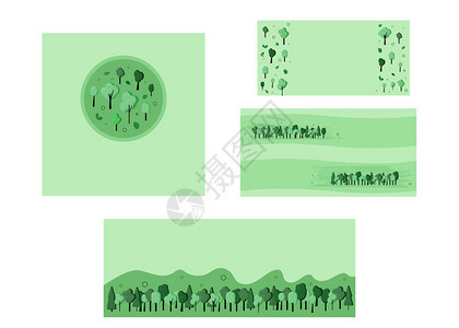 绿树装饰设计贴纸卡片模板图片