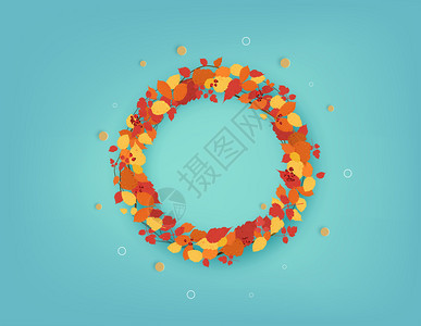 秋天圆形花环图片