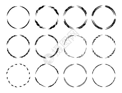 圆柱形边框的集合空循环圈边框孤立矢量插图图片