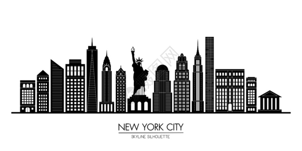 NewYork纽约市天线环光灯平板设计矢量插图图片