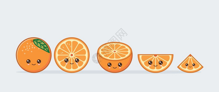橙色可爱的Kawi吉祥物一套有趣的Kawi在切口中提取水果图片