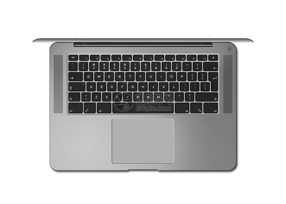 黑银打开笔记本电脑顶部视图3d将插孤立于白色深银打开笔记本电脑将白色孤立于图片