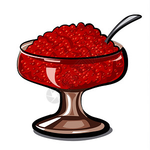 龙口海鲜红鱼子酱插画