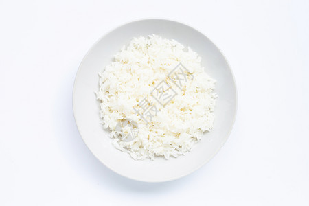 白背景孤立的稻米盘图片