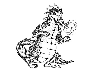 中国神话黑色龙草图标矢量说明eps10插画