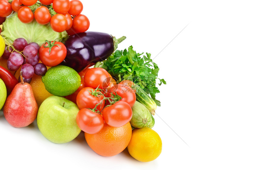 白色背景的水果和蔬菜有机食品免费文本空间图片