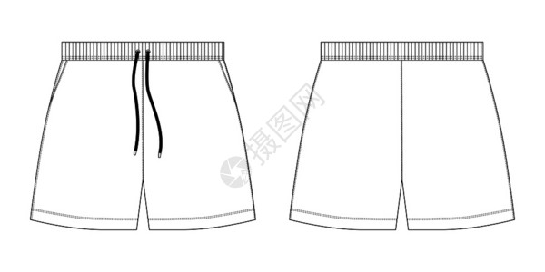 篮球精彩技术素描运动短裤设计模板时装矢量说明技术素描运动短裤设计