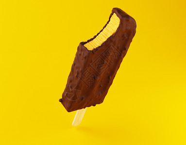 3d插图巧克力冰淇淋加奶油夏季食物概念图片