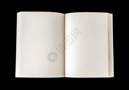 旧的开放空白书模型孤立在黑色上顶视图旧的开放空白书孤立在黑色上背景图片
