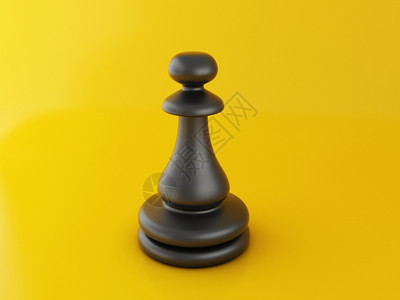 3d插图黄背景的象棋片胜利和战略概念图片