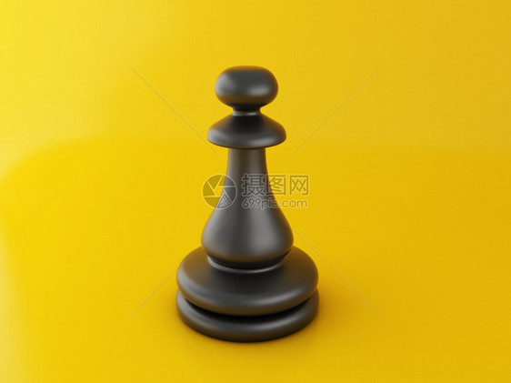 3d插图黄背景的象棋片胜利和战略概念图片