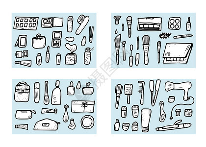 涂鸦风格的化妆品矢量元素图片