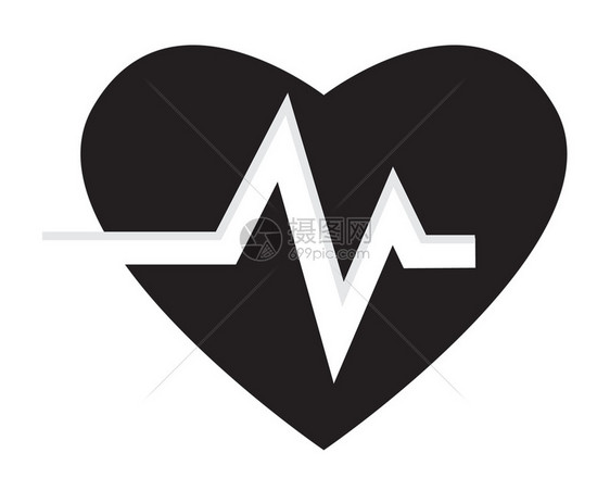 白色背景的心脏波与纹的心脏图片