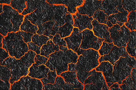 红热熔岩穿过破碎的地底背景岩浆纹理和黑色烧焦地活火山表面图片