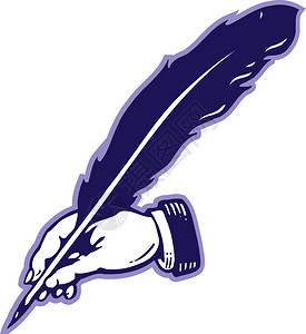 用羽毛笔矢量插图绘制手图片