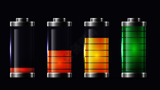 各种透明的电池充移动话接口的矢量元素站点的和设计各种透明的电池充类型背景图片
