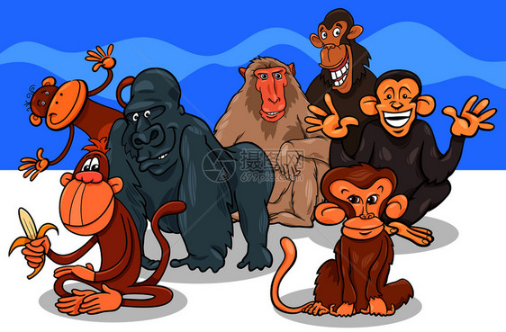卡通可爱的猴子和猩猩图片