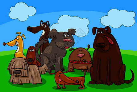 狗猪卡通可爱的狗插画